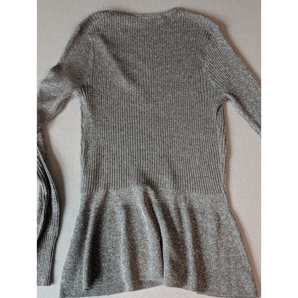 Veronica Beard Sweater Women's M Esmeralda V Neck Pullover Ribbed Metallic - Picture 10 of 10